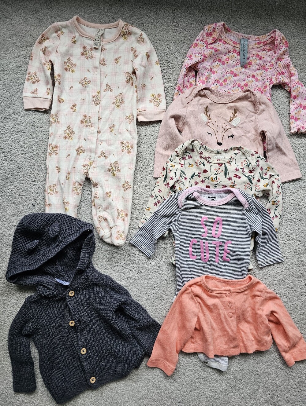 34pc baby girl clothing 0-3 month onesie footie sweater pants vest zara - Picture 5 of 7